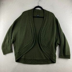 Torrid Sweater Womens 2 Green Open Front Cardigan Long Sleeve Mid-Length Cable